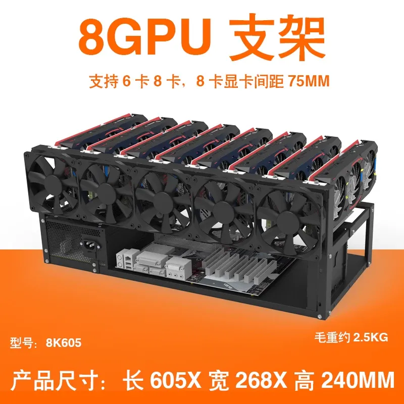 Gpu Mining Rig Frame 8 Gpu - Rak Penyangga Kartu Grafis JMZ, Rangka